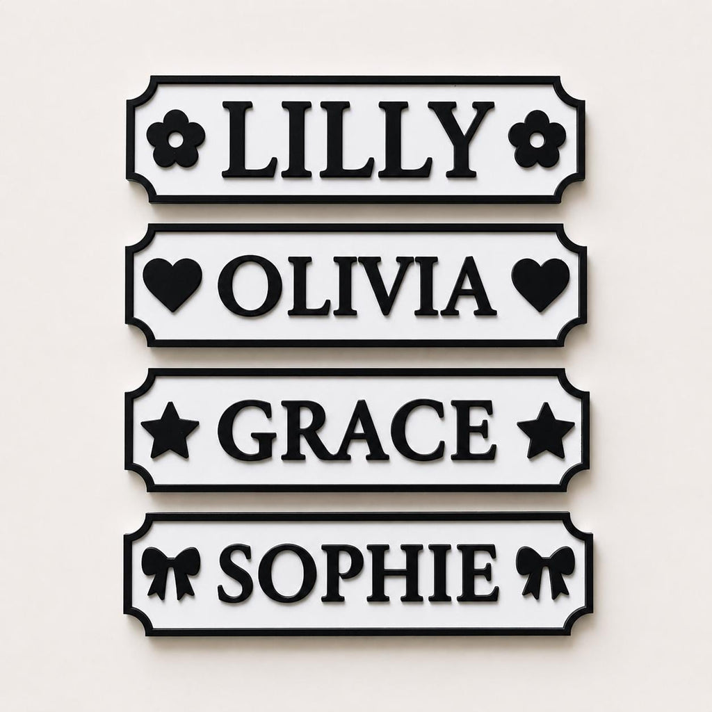 Personalised Name Black Door Sign – Custom Girls Bedroom Decoration Plate Plaque