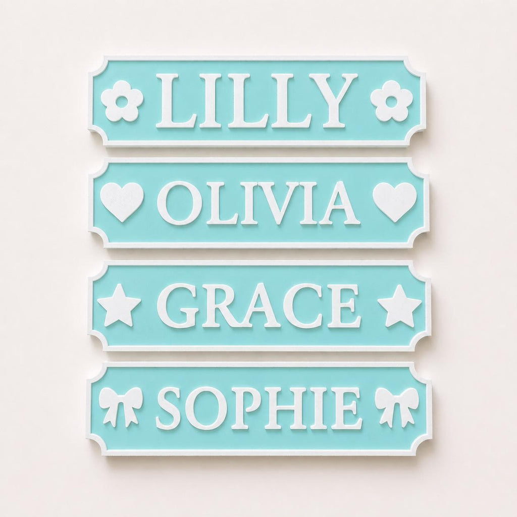 Personalised Name Blue Door Sign – Custom Girls Bedroom Decoration Plate Plaque