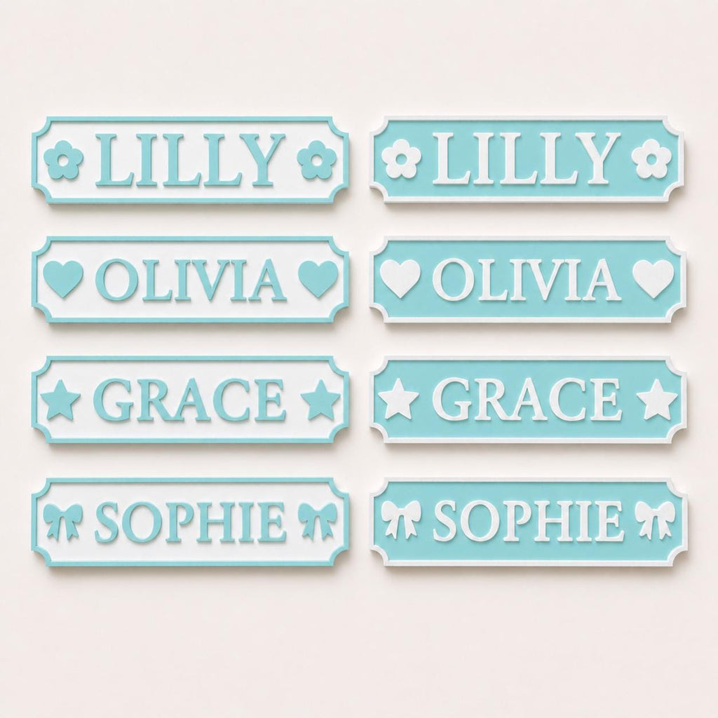 Personalised Name Blue Door Sign – Custom Girls Bedroom Decoration Plate Plaque