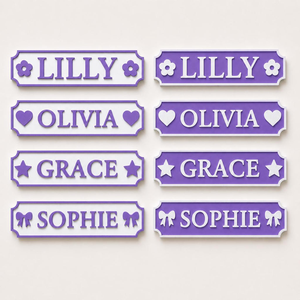 Personalised Name Purple Door Sign – Custom Girls Bedroom Decoration Plate Plaque