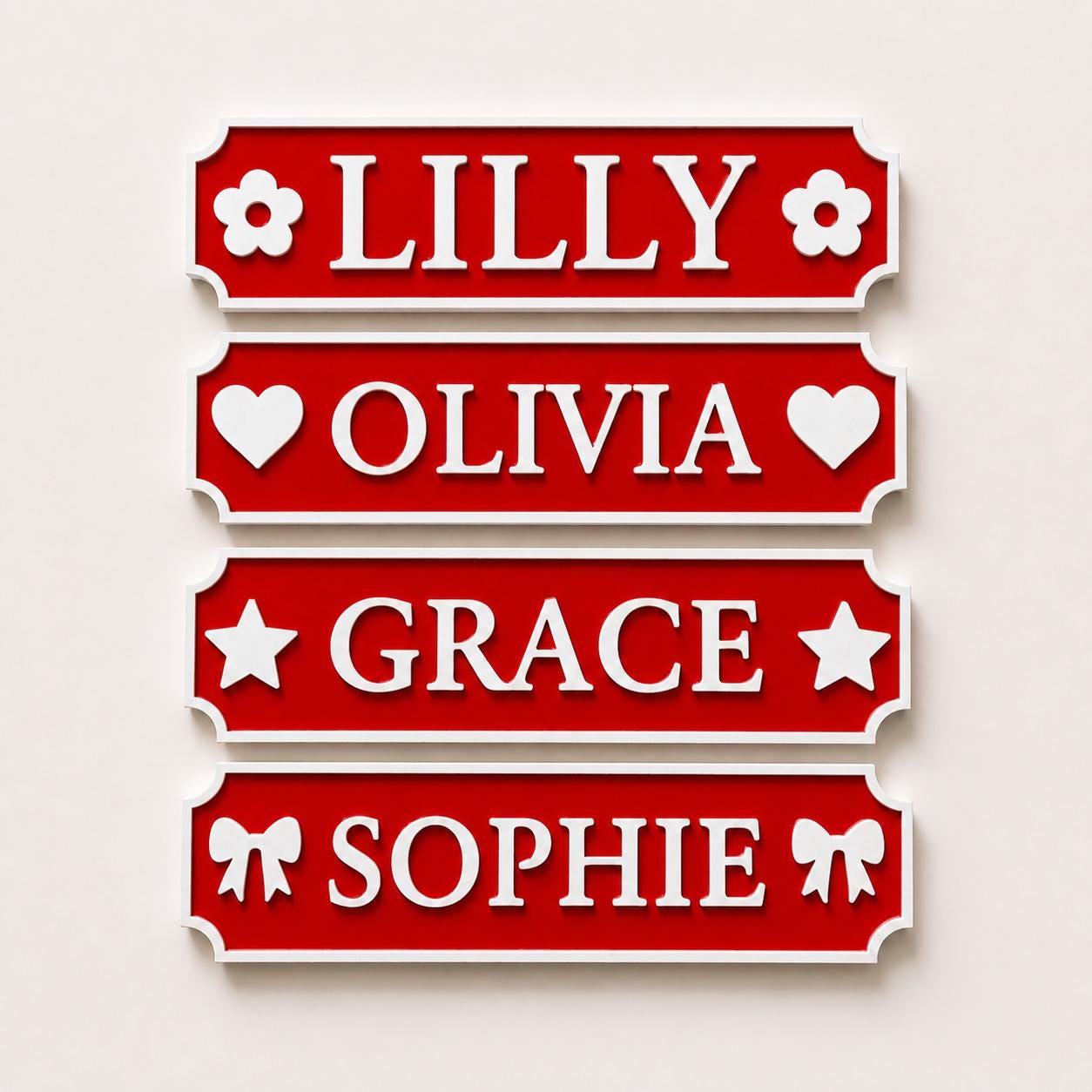Personalised Name Red Door Sign – Custom Girls Bedroom Decoration Plate Plaque
