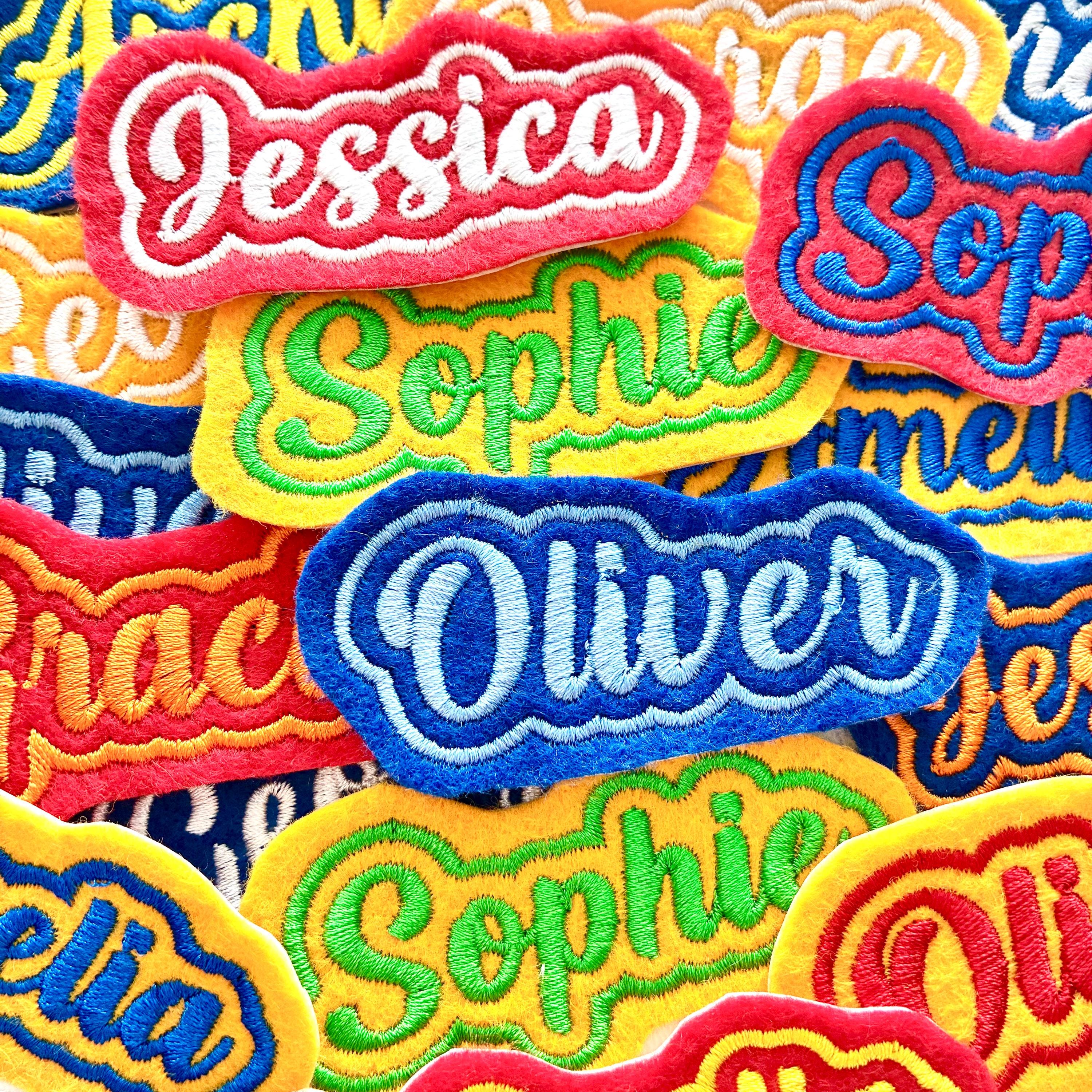 Personalised Embroidered Name Patch Iron On & Sew On Custom Text Badge (P2)