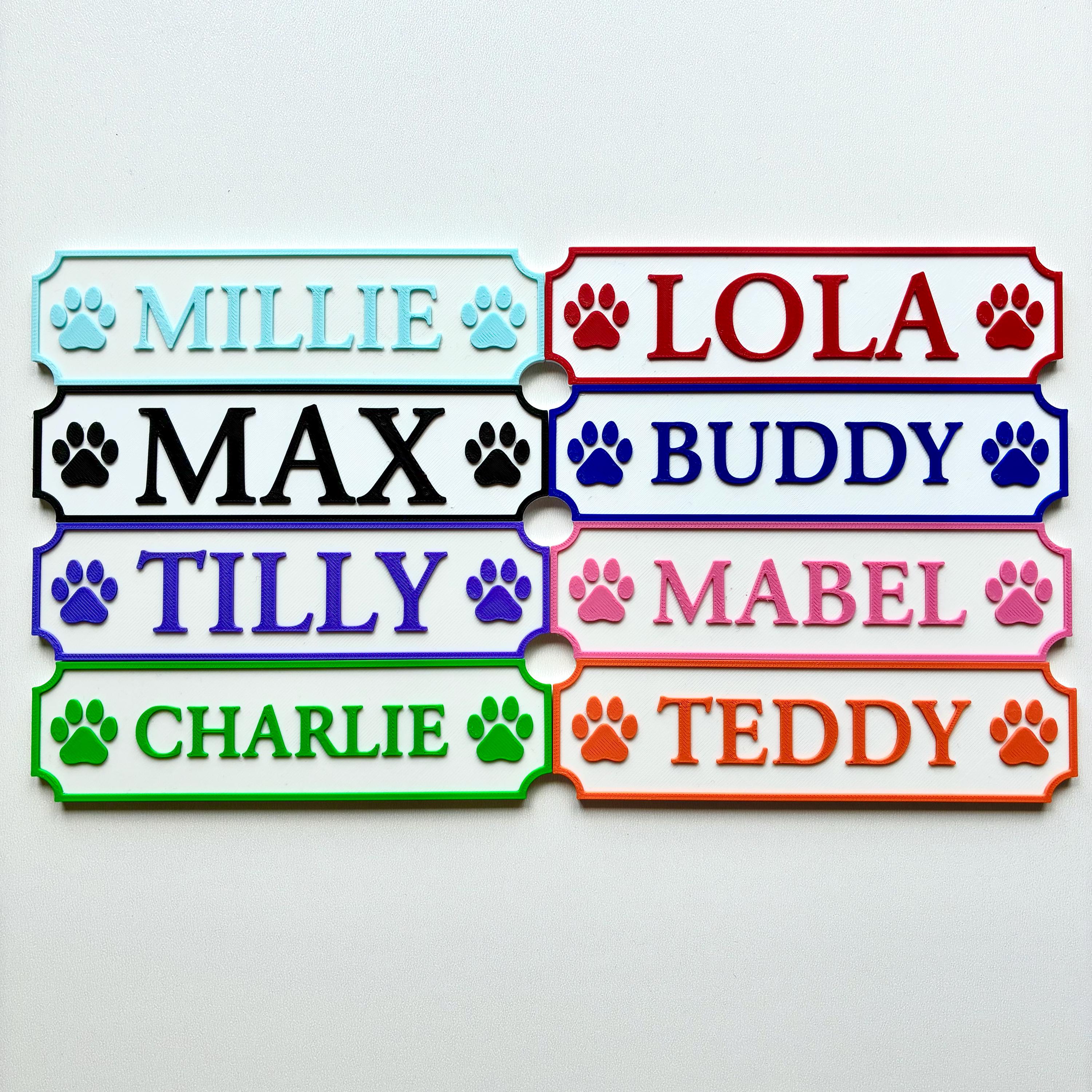Personalised Dog Name Paw Sign – Custom Pet Crate Cage House Decoration Plate