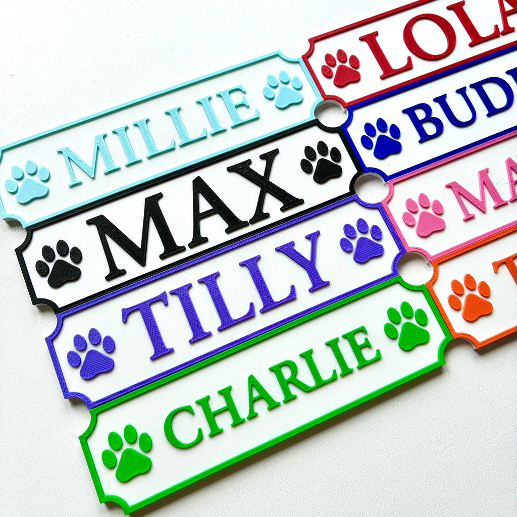 Personalised Dog Name Paw Sign – Custom Pet Crate Cage House Decoration Plate