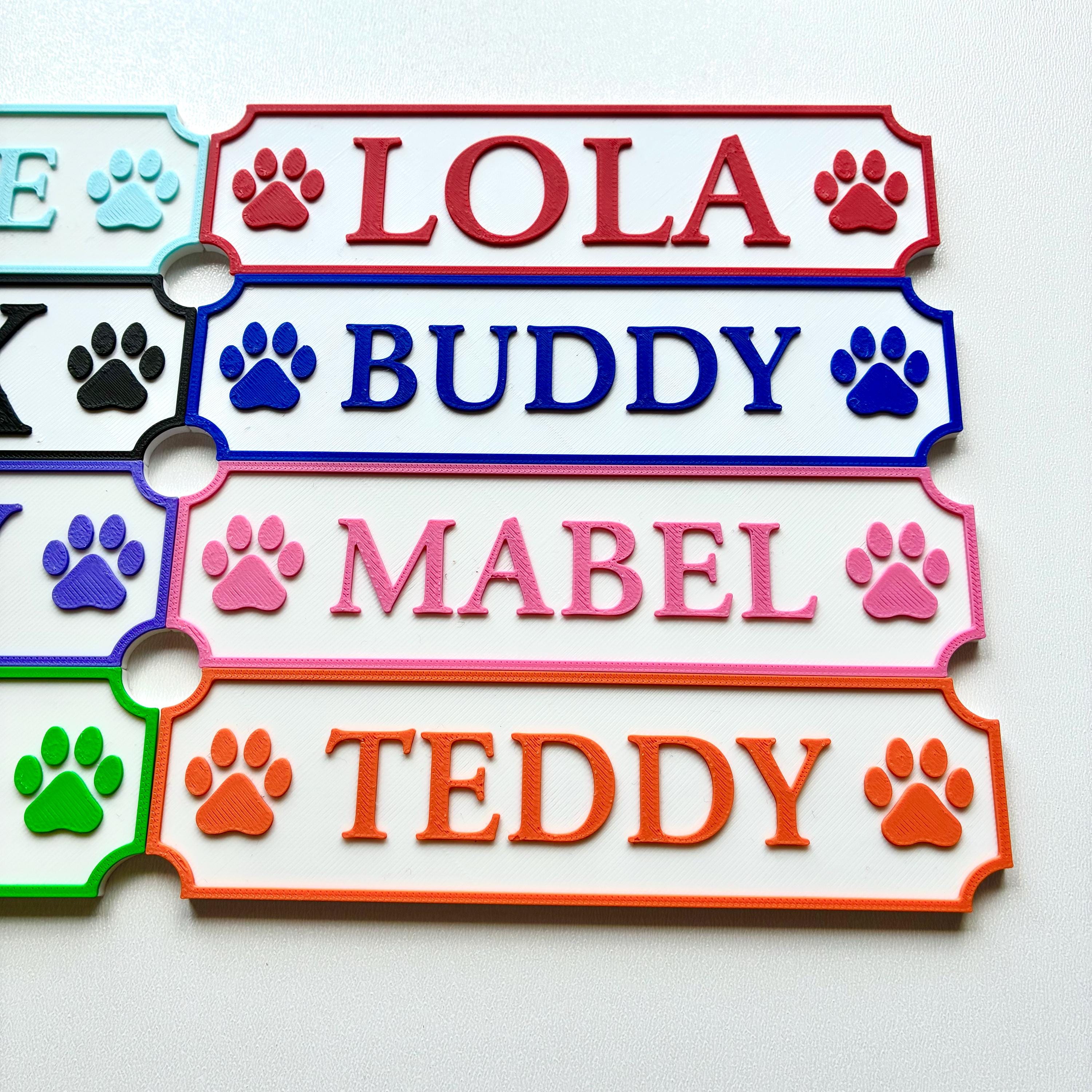 Personalised Dog Name Paw Sign – Custom Pet Crate Cage House Decoration Plate