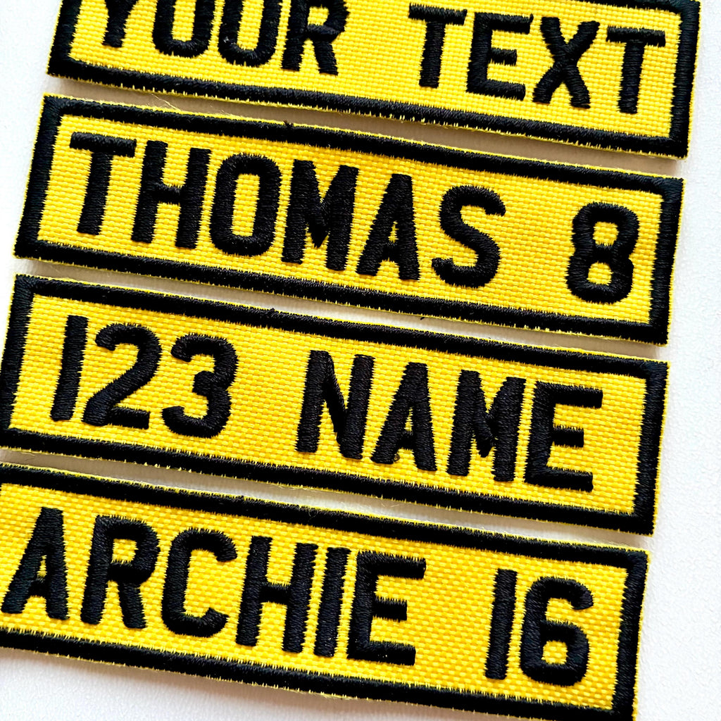 Personalised Embroidered Text Registration License Plate Patch Sew/Iron/VELCRO®