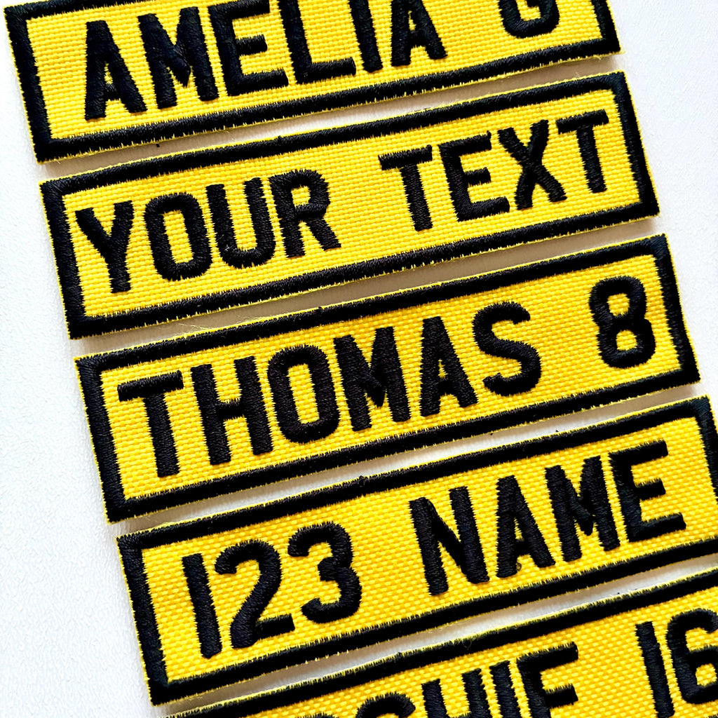 Personalised Embroidered Text Registration License Plate Patch Sew/Iron/VELCRO®