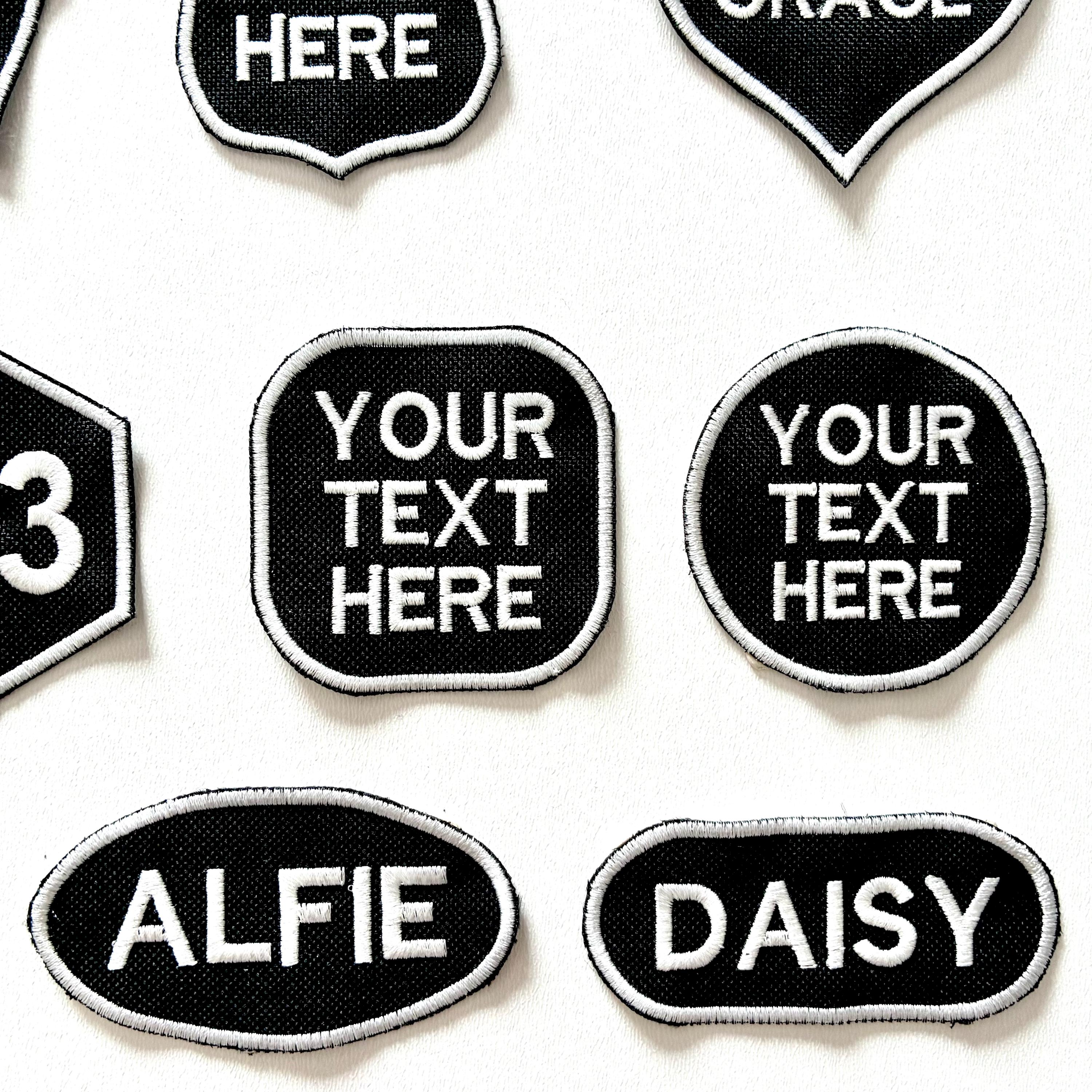 Personalised Embroidered Patches Iron & Sew On Custom Name Text Shaped Badges