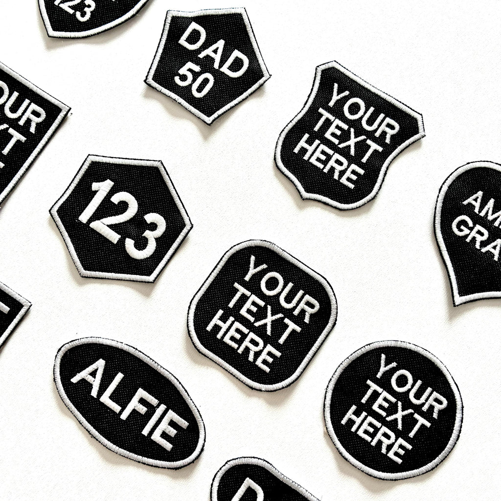 Personalised Embroidered Patches Iron & Sew On Custom Name Text Shaped Badges