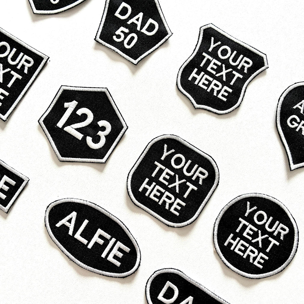 Personalised Embroidered Patches Iron & Sew On Custom Name Text Shaped Badges