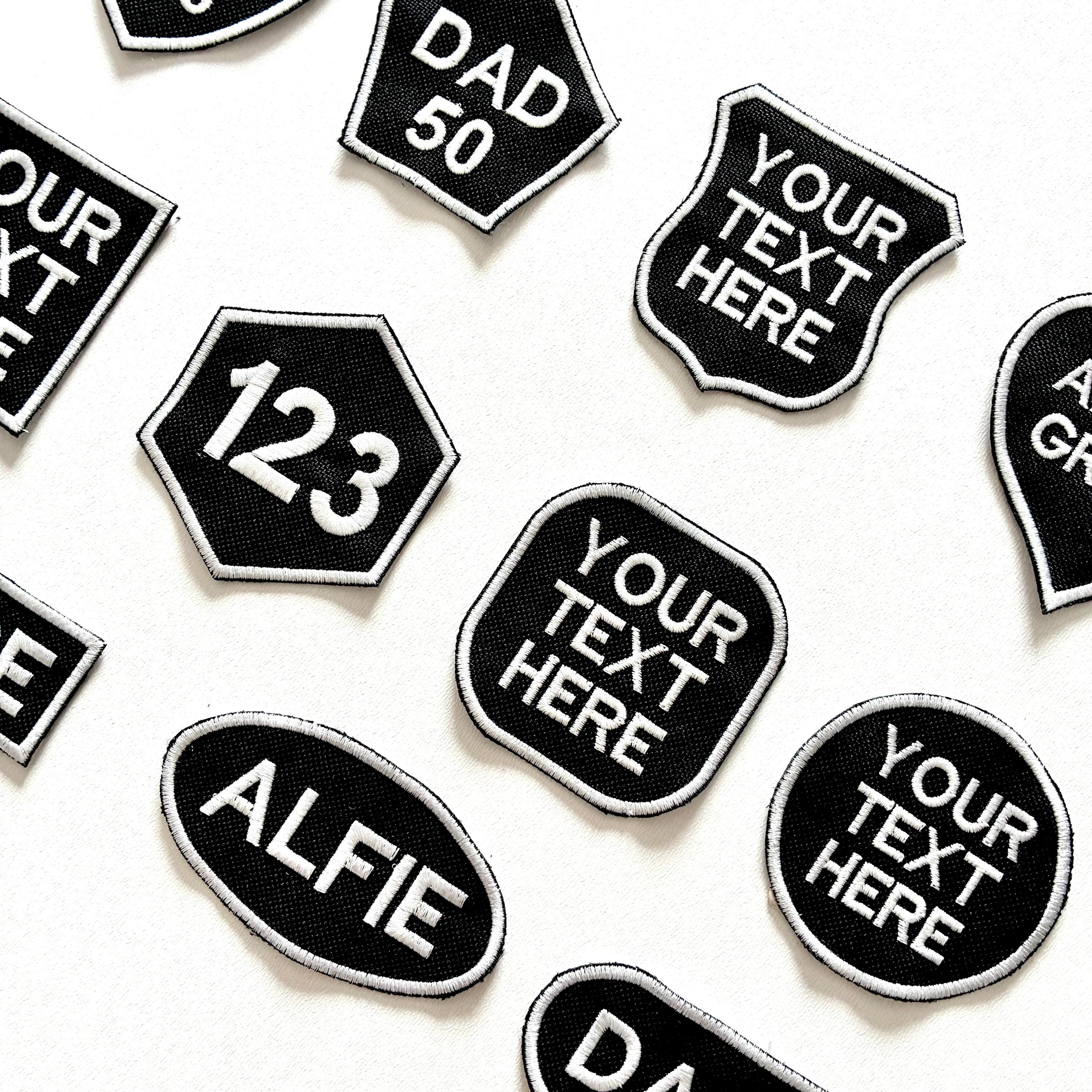 Personalised Embroidered Patches Iron & Sew On Custom Name Text Shaped Badges