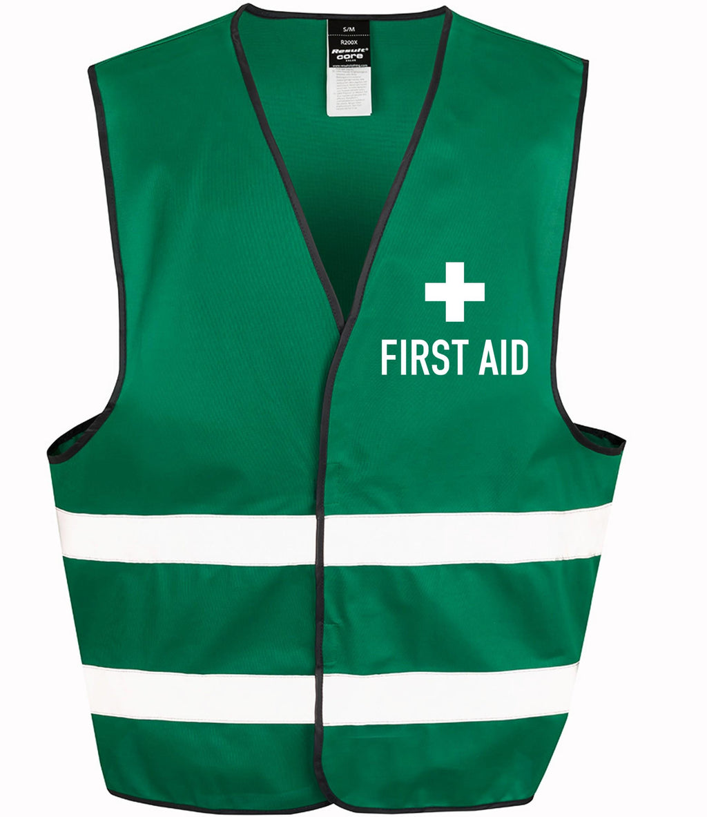 First Aid Green Hi-Vis Waistcoat Reflective Safety Vest