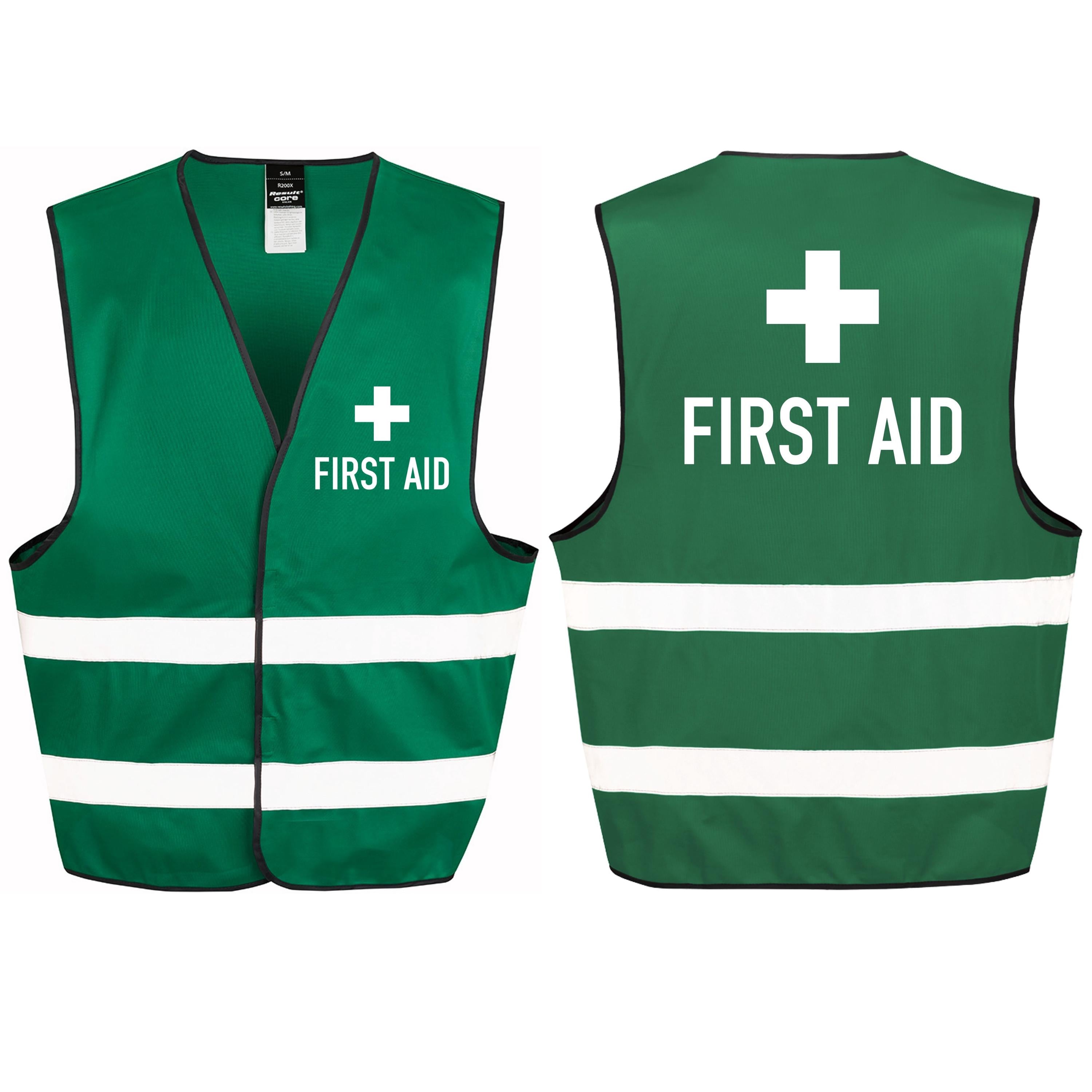 First Aid Green Hi-Vis Waistcoat Reflective Safety Vest