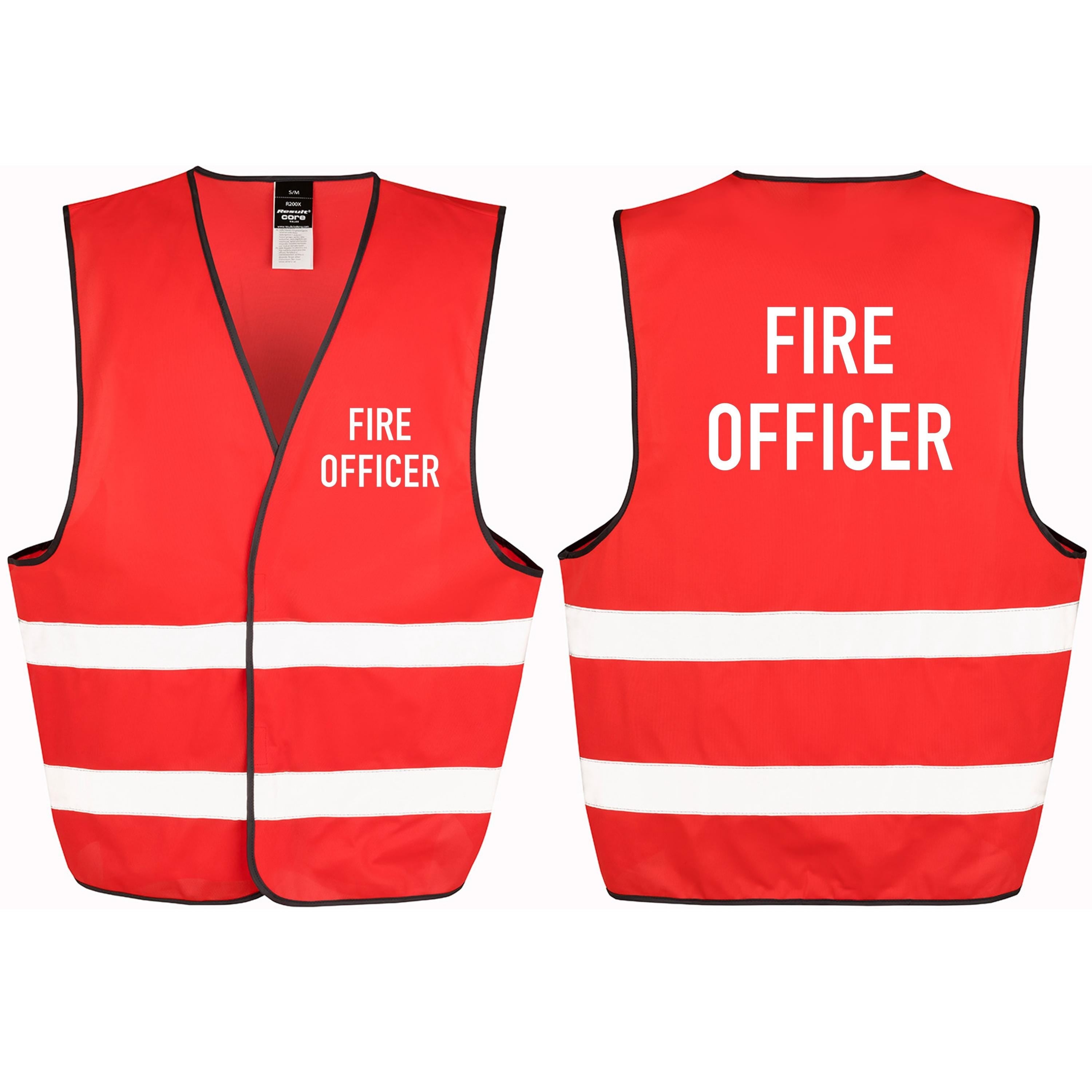 Fire Officer Red Hi-Vis Waistcoat Reflective Safety Vest