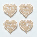 Personalised Embroidered Beige Love Heart Patch Iron On & Sew On Custom Name Text
