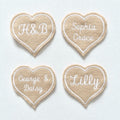 Personalised Embroidered Beige Love Heart Patch Iron On & Sew On Custom Name Text