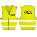 Press Yellow Hi-Vis Waistcoat Journalist Reflective Safety Vest