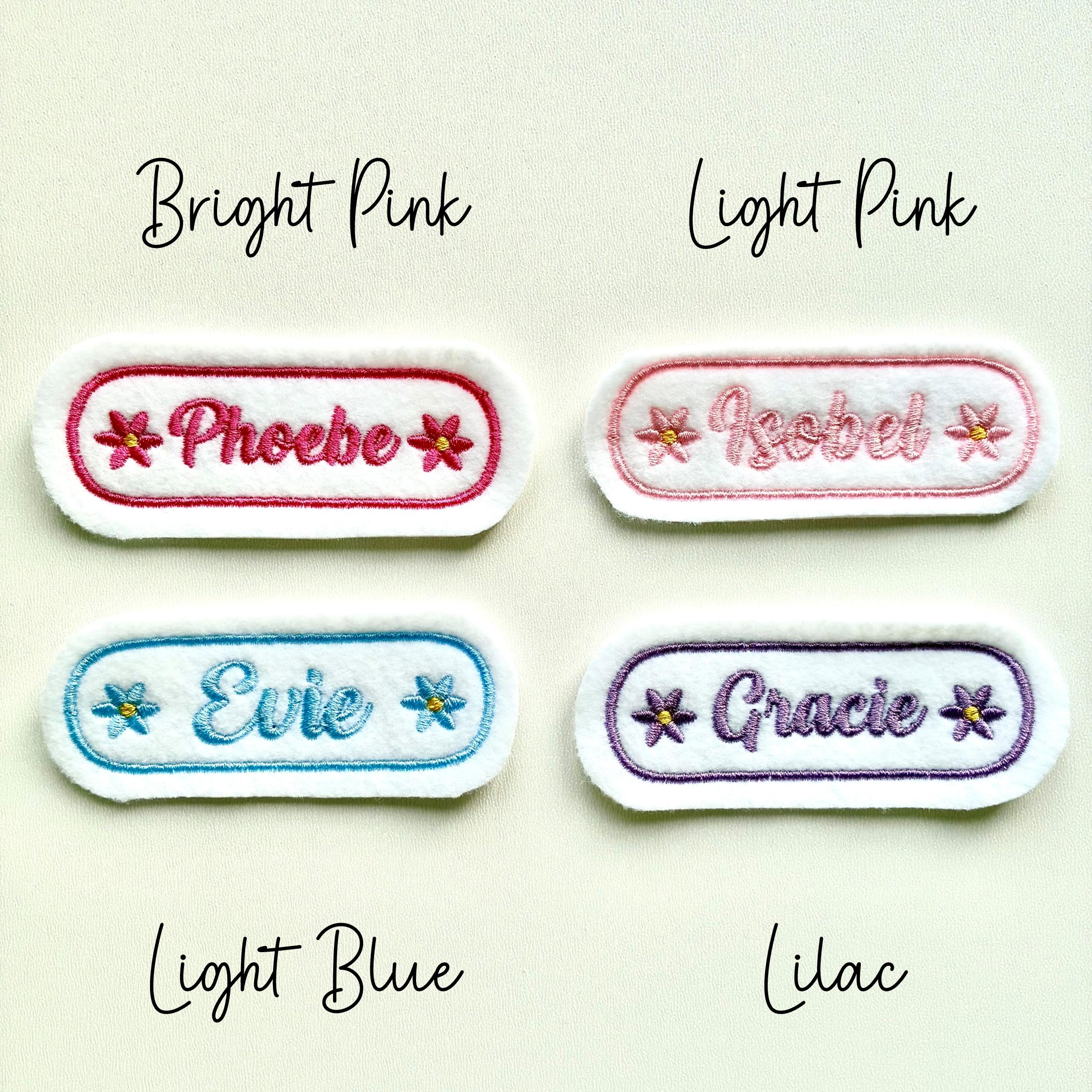 Personalised Embroidered Flower Name Patch Iron On & Sew On Custom Text Badge