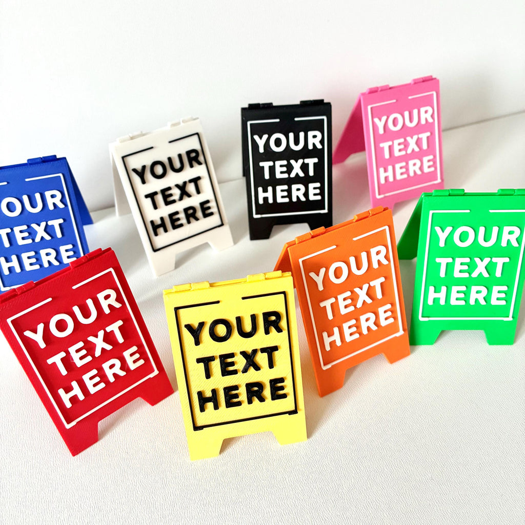 Personalised Text Mini Folding Signs - Novelty Warning Caution Office Desk Gift