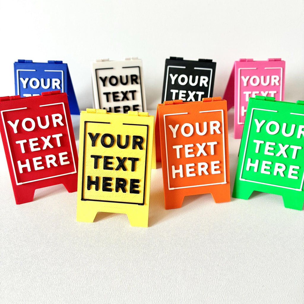 Personalised Text Mini Folding Signs - Novelty Warning Caution Office Desk Gift