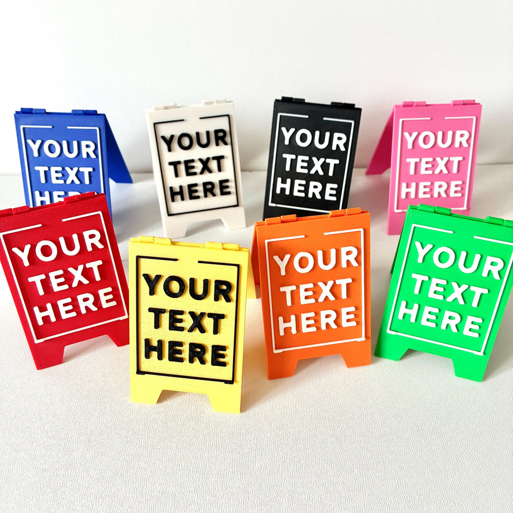 Personalised Text Mini Folding Signs - Novelty Warning Caution Office Desk Gift