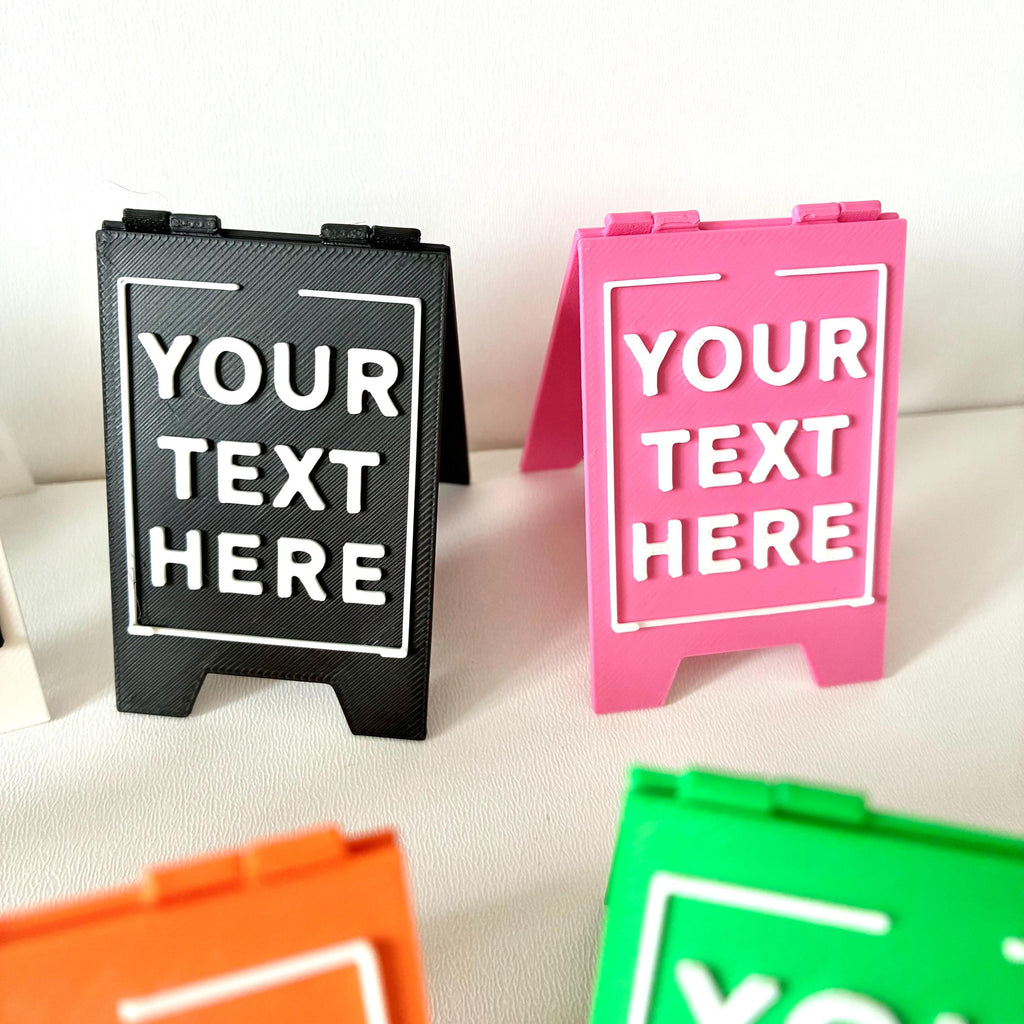 Personalised Text Mini Folding Signs - Novelty Warning Caution Office Desk Gift