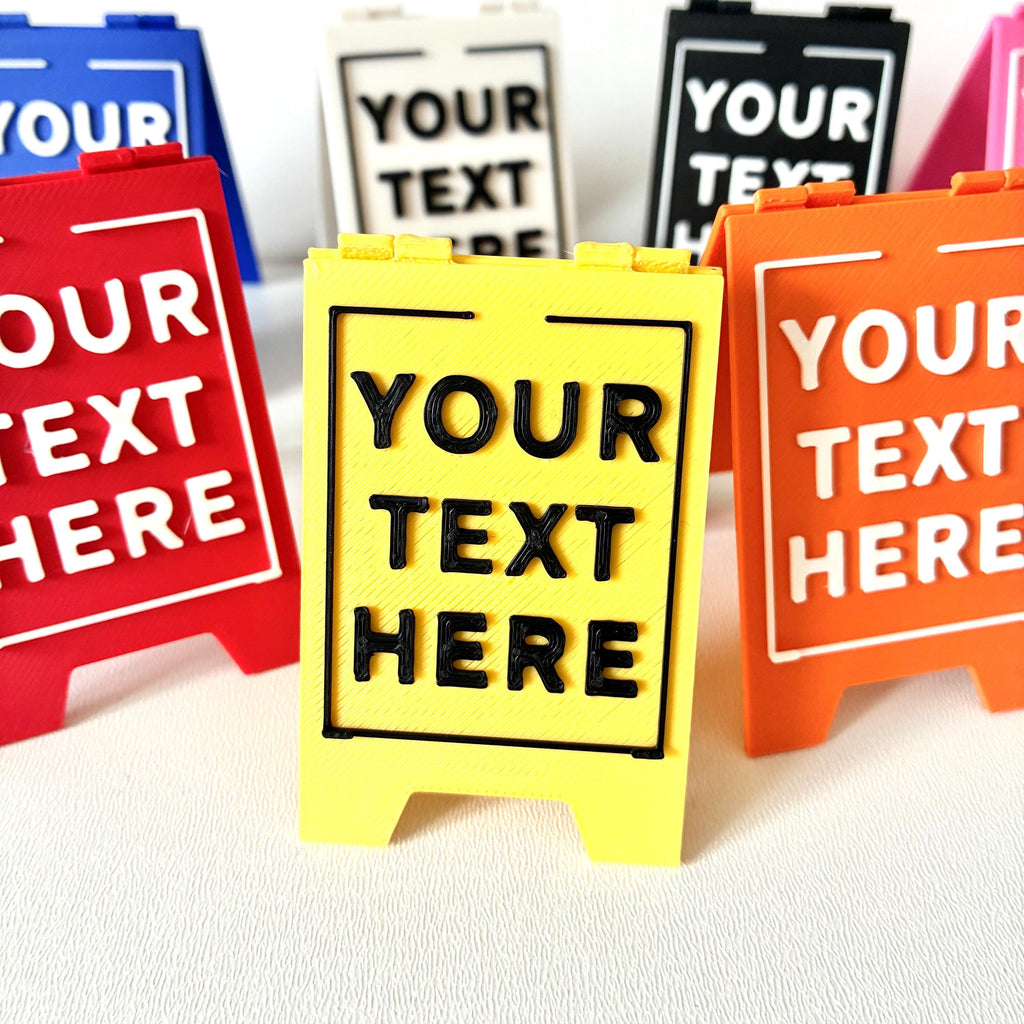 Personalised Text Mini Folding Signs - Novelty Warning Caution Office Desk Gift