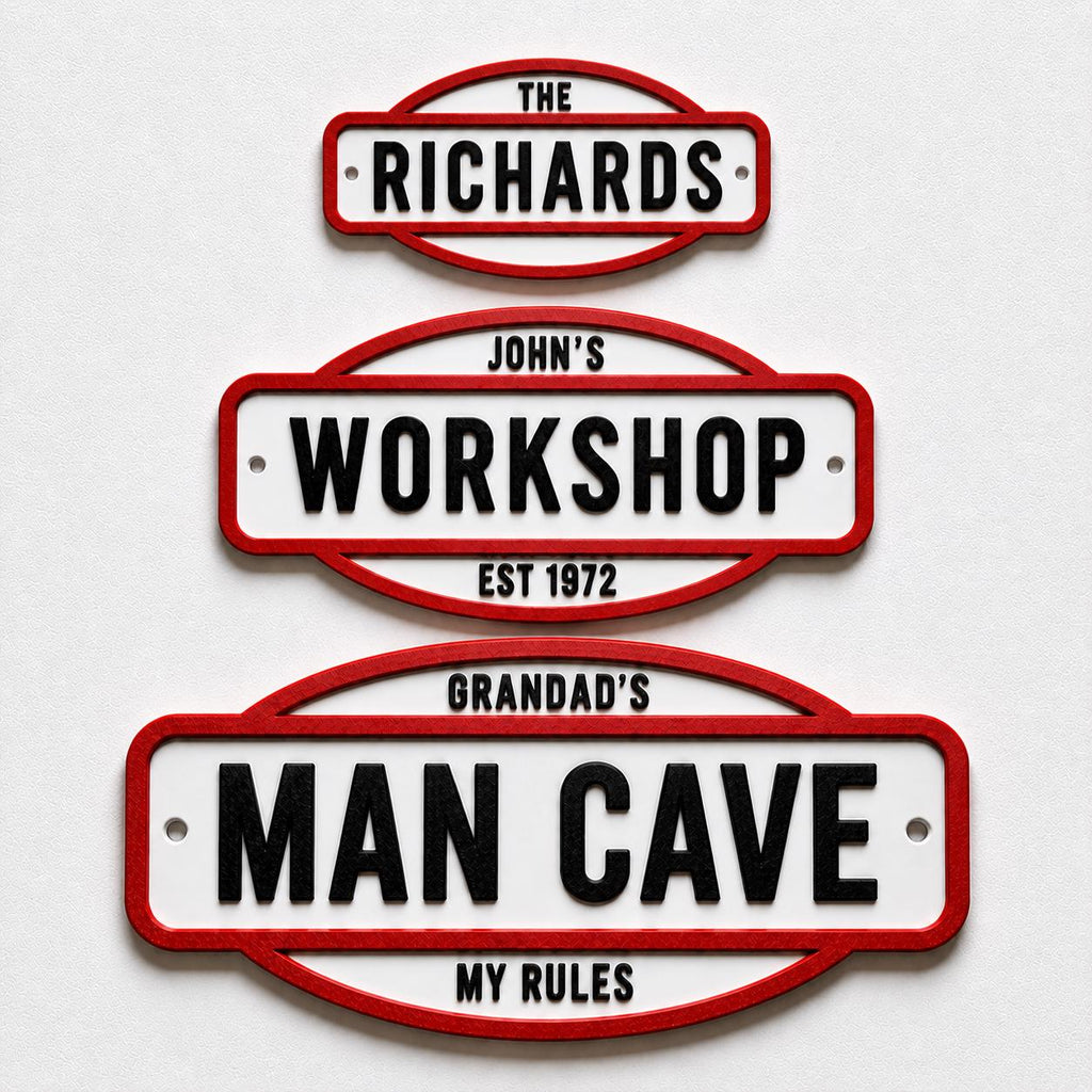 Personalised Text Sign - Novelty Man Cave Workshop Garage Shed Funny Gift Plaque