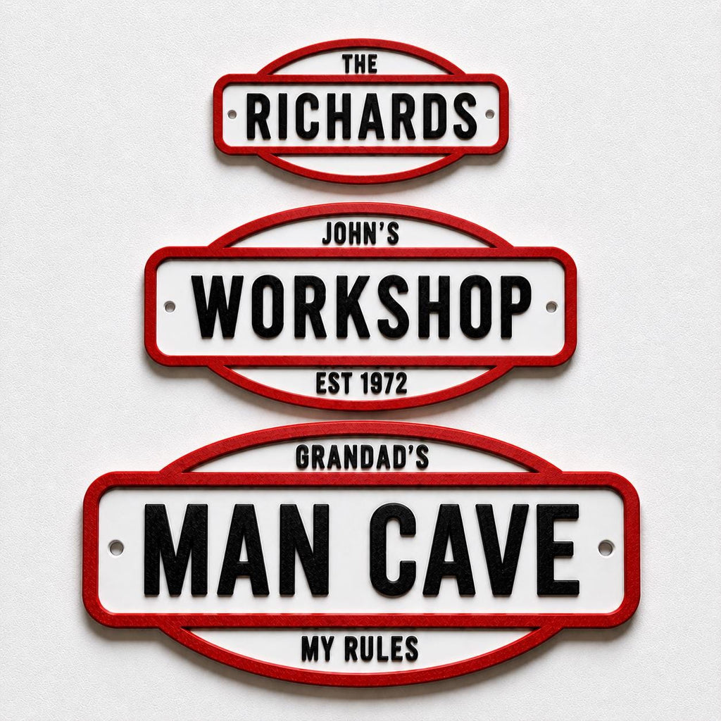 Personalised Text Sign - Novelty Man Cave Workshop Garage Shed Funny Gift Plaque