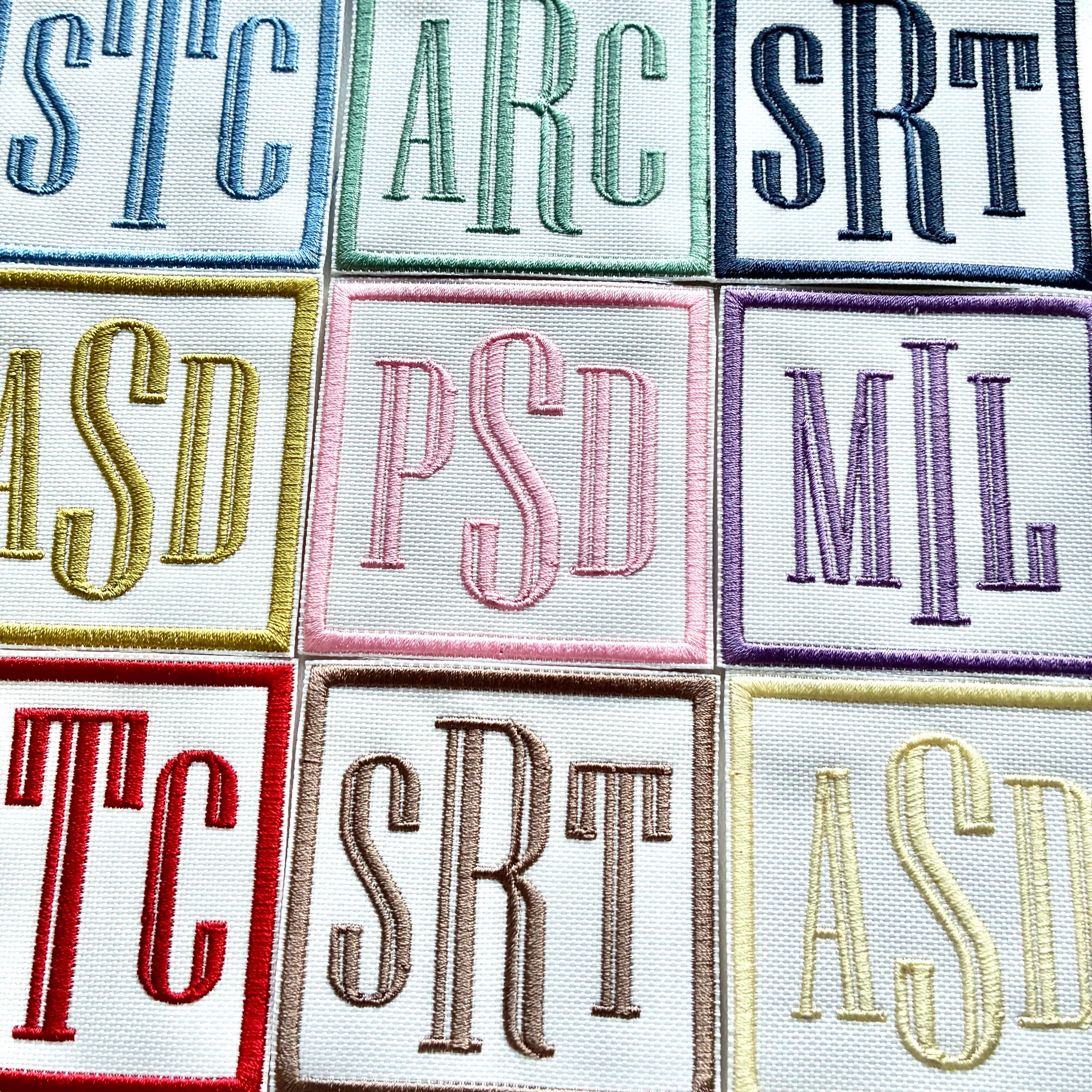 Personalised Embroidered Monogram Initials Patch Iron On & Sew On Custom Text Badge