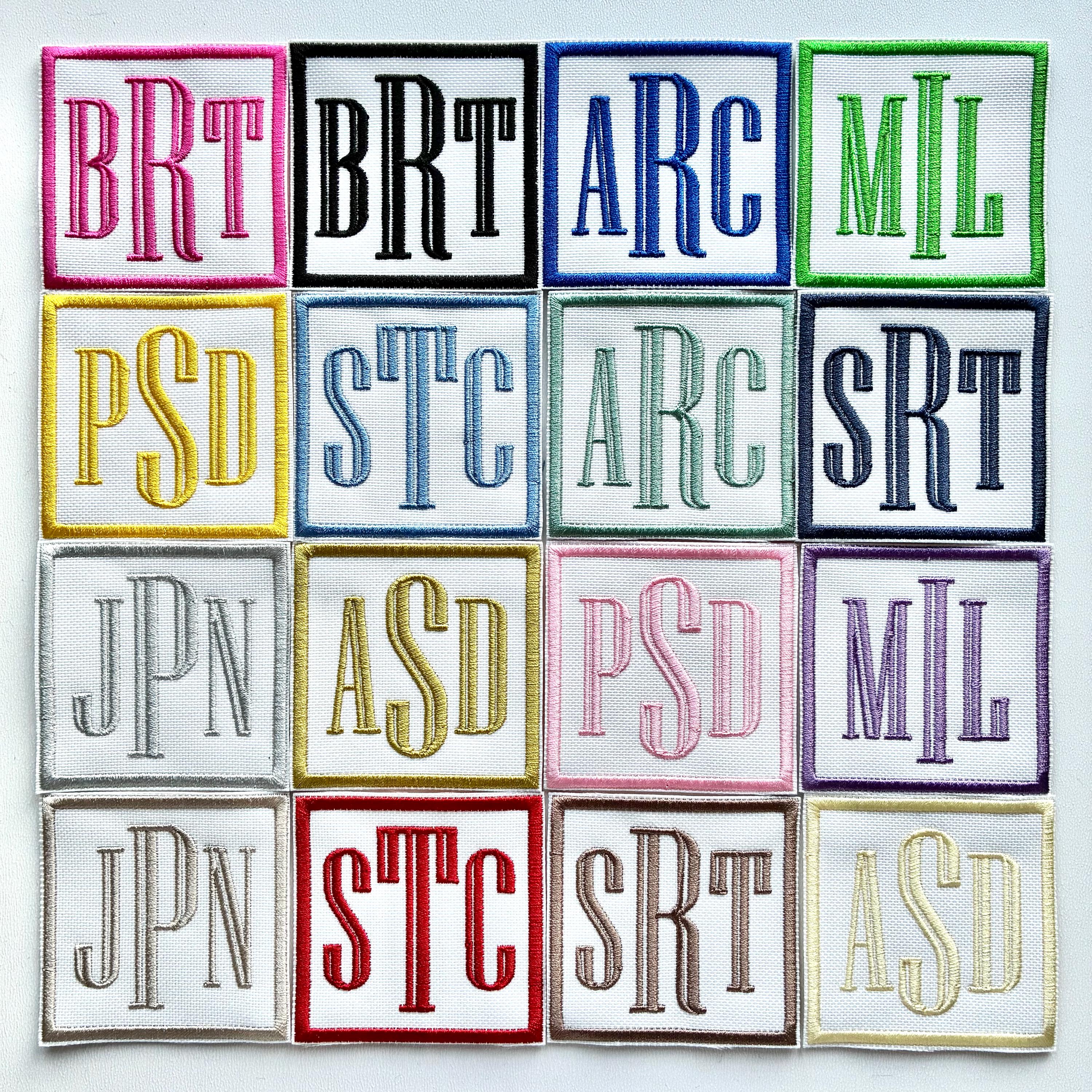 Personalised Embroidered Monogram Initials Patch Iron On & Sew On Custom Text Badge