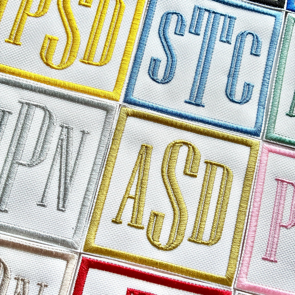 Personalised Embroidered Monogram Initials Patch Iron On & Sew On Custom Text Badge