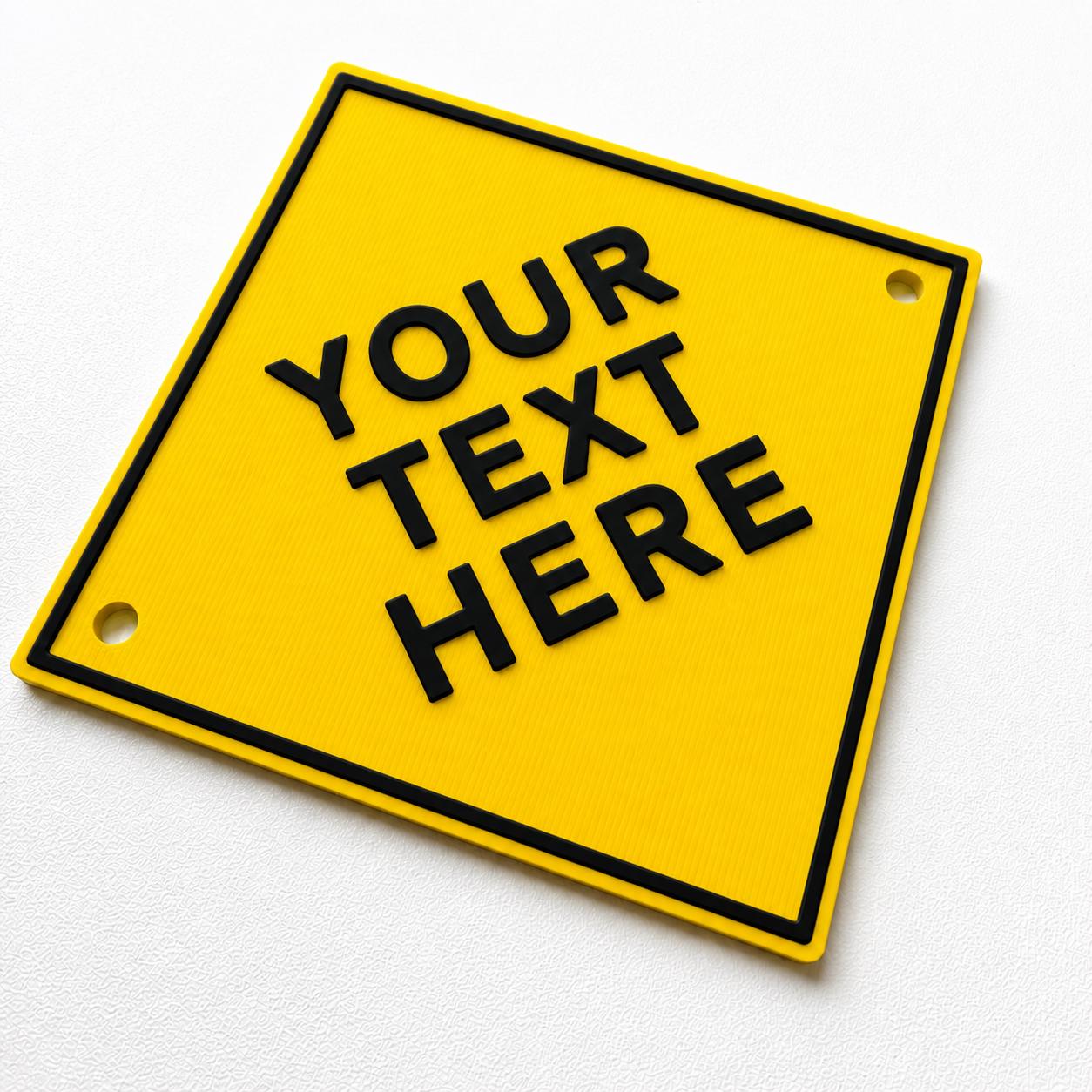 Personalised Your Text Sign – Custom Yellow Warning Caution Notice Plate Plaque