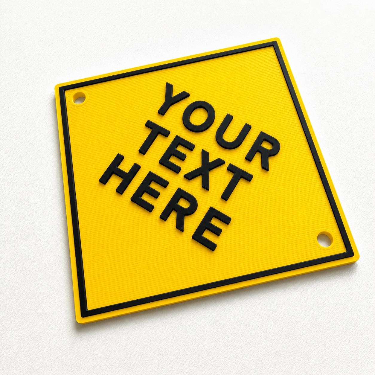Personalised Your Text Sign – Custom Yellow Warning Caution Notice Plate Plaque