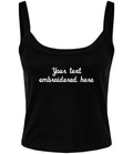 Embroidered Personalised Ladies Spaghetti Strap Tank Top Custom Text Cropped T-Shirt Baby Tee