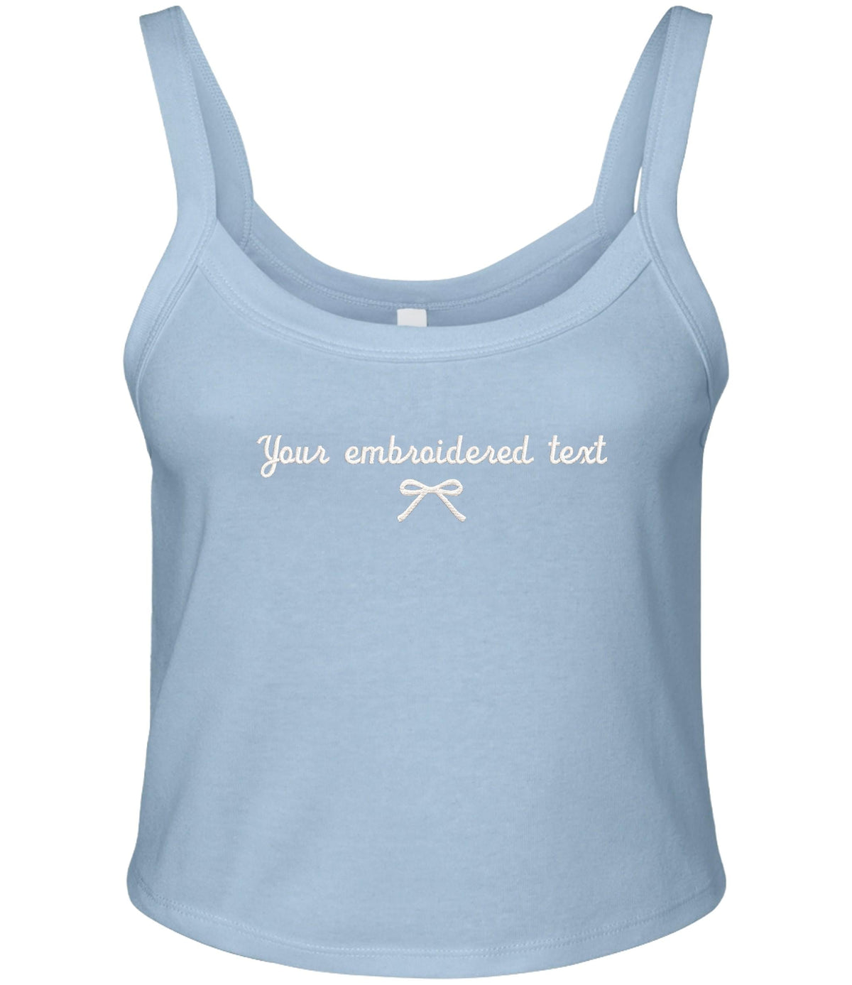 Embroidered Personalised Ladies Spaghetti Strap Tank Top Custom Text Cropped T-Shirt Baby Tee