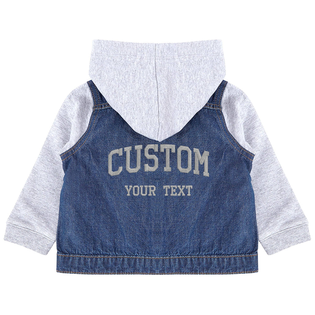 Embroidered Personalised Text Toddler & Kids Denim Jacket Custom Varsity College