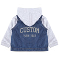 Embroidered Personalised Text Toddler & Kids Denim Jacket Custom Varsity College