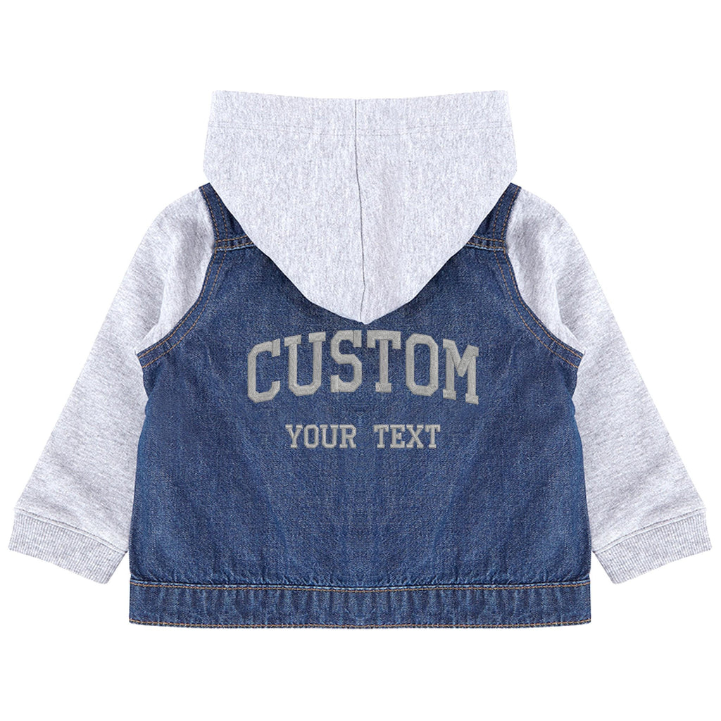 Embroidered Personalised Text Toddler & Kids Denim Jacket Custom Varsity College