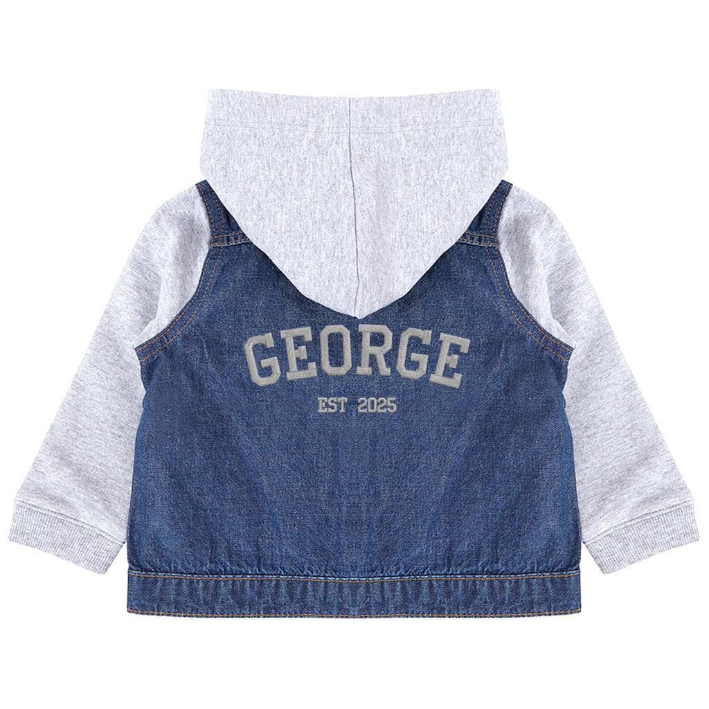 Embroidered Personalised Name Toddler & Kids Denim Jacket Custom Varsity College