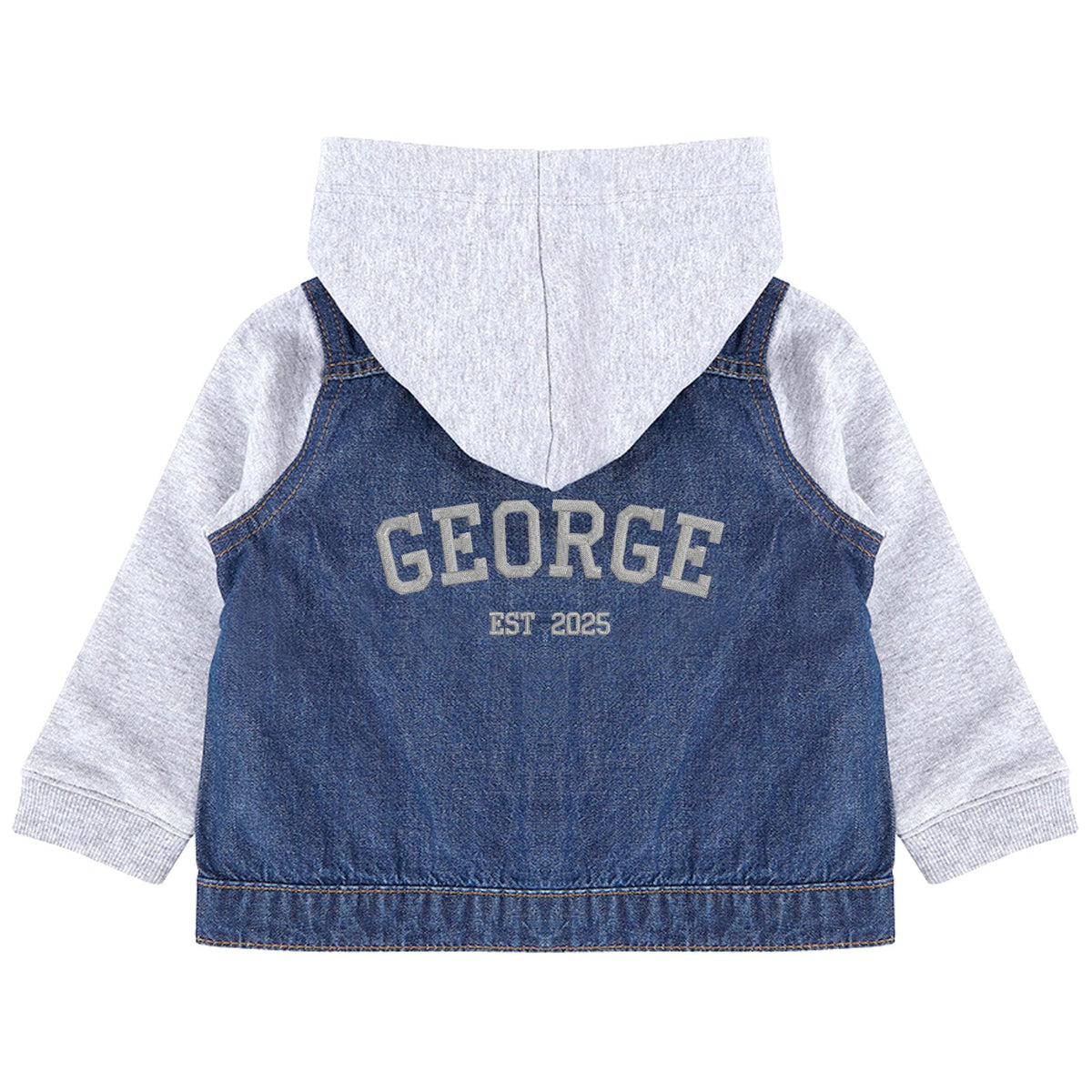 Embroidered Personalised Name Toddler & Kids Denim Jacket Custom Varsity College