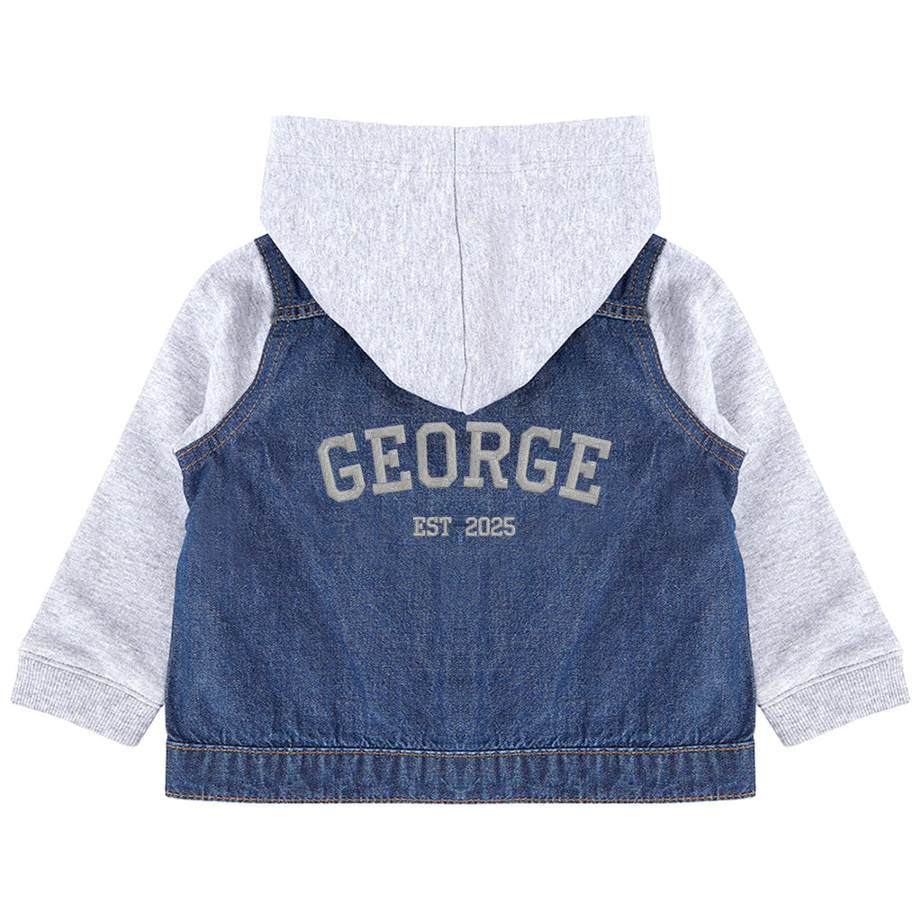 Embroidered Personalised Name Toddler & Kids Denim Jacket Custom Varsity College