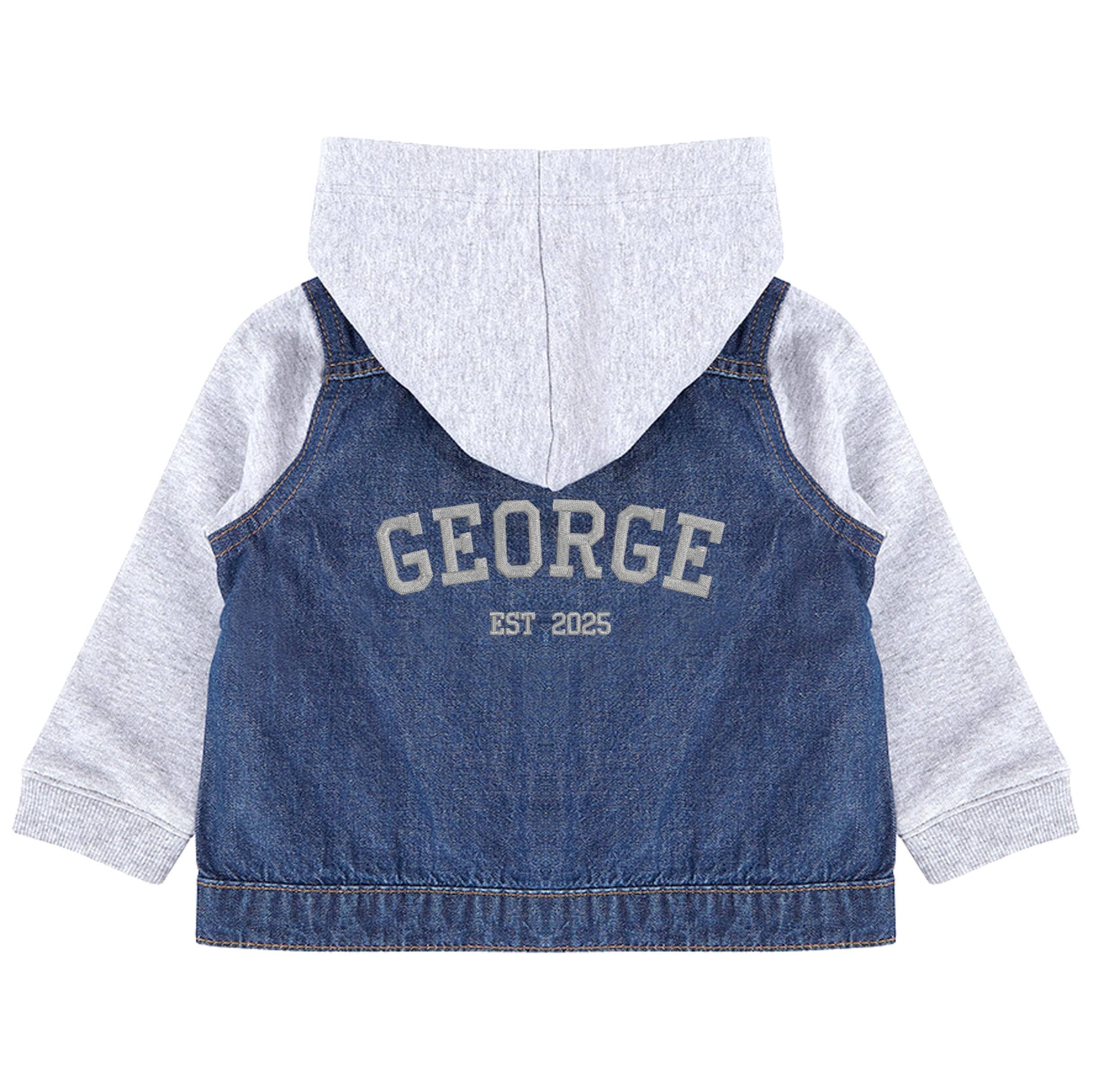 Embroidered Personalised Name Toddler & Kids Denim Jacket Custom Varsity College