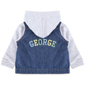 Embroidered Personalised Name Toddler & Kids Denim Jacket Boys Rainbow Varsity