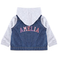 Embroidered Personalised Name Toddler & Kids Denim Jacket Girls Pink Varsity