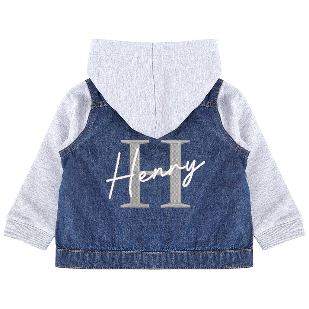 Embroidered Personalised Initial Name Toddler & Kids Denim Jacket Boys Girls