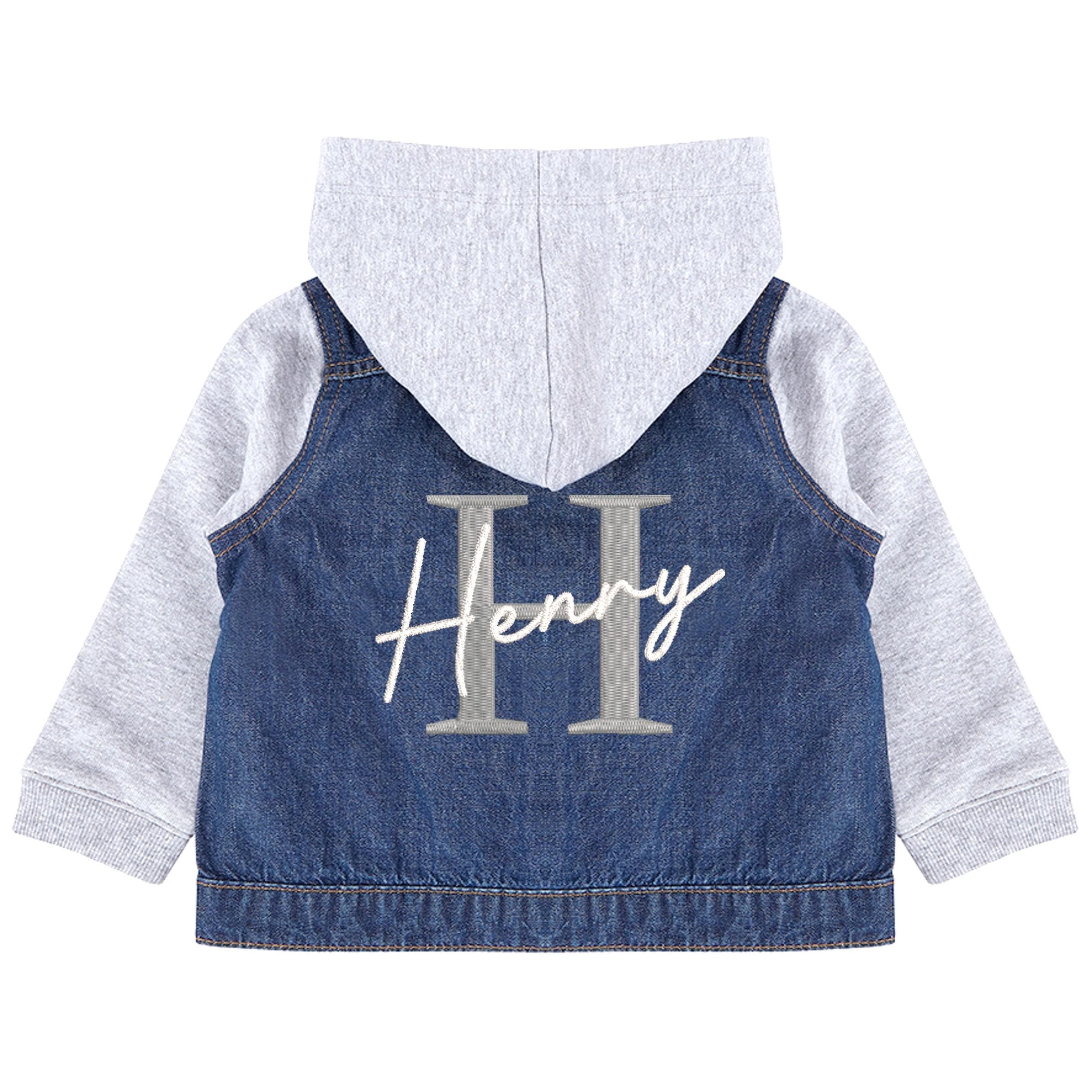 Embroidered Personalised Initial Name Toddler & Kids Denim Jacket Boys Girls
