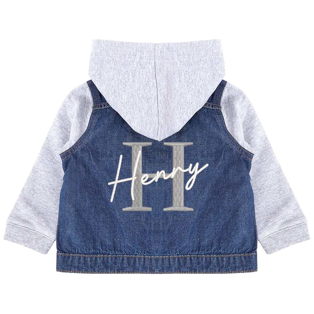 Embroidered Personalised Initial Name Toddler & Kids Denim Jacket Boys Girls