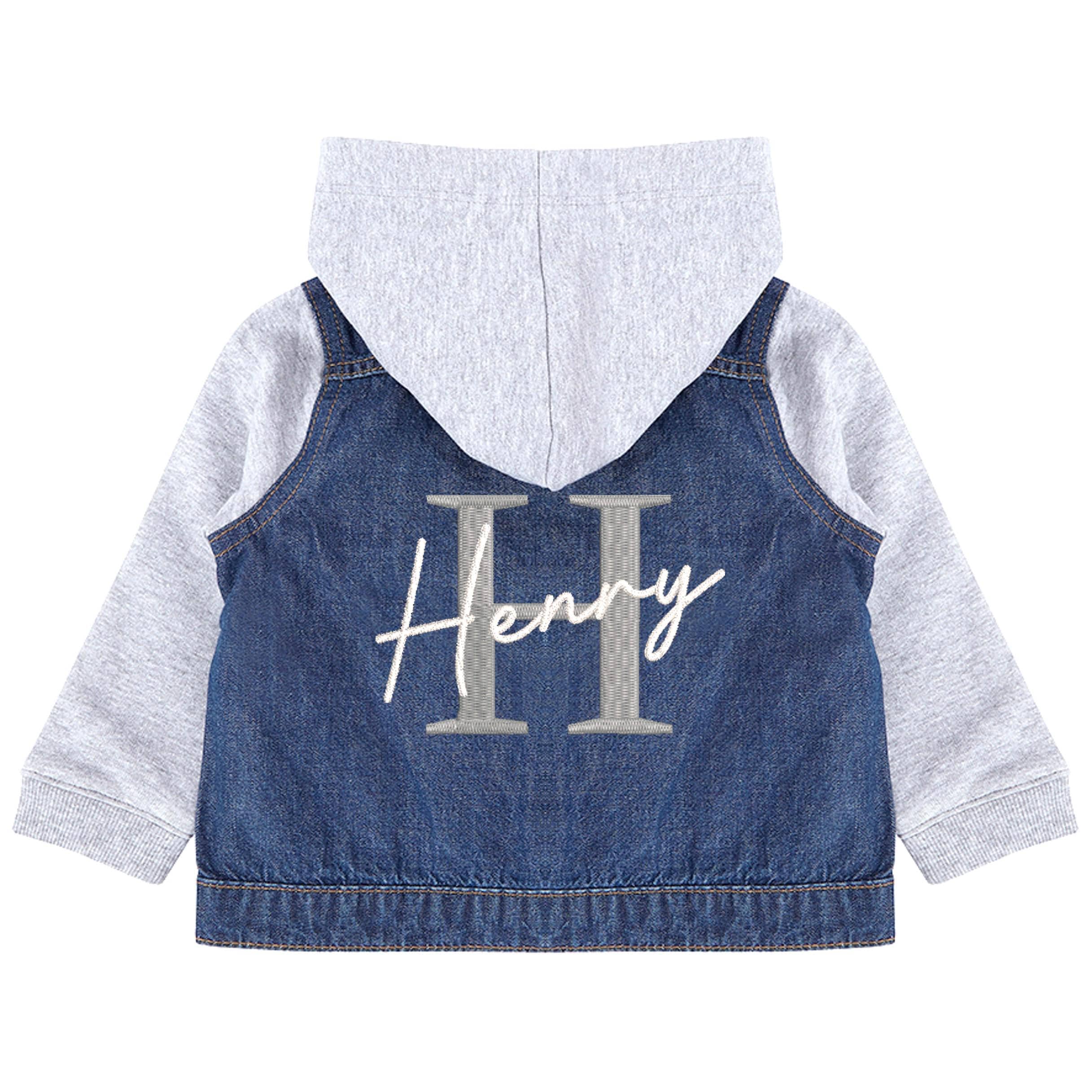 Embroidered Personalised Initial Name Toddler & Kids Denim Jacket Boys Girls