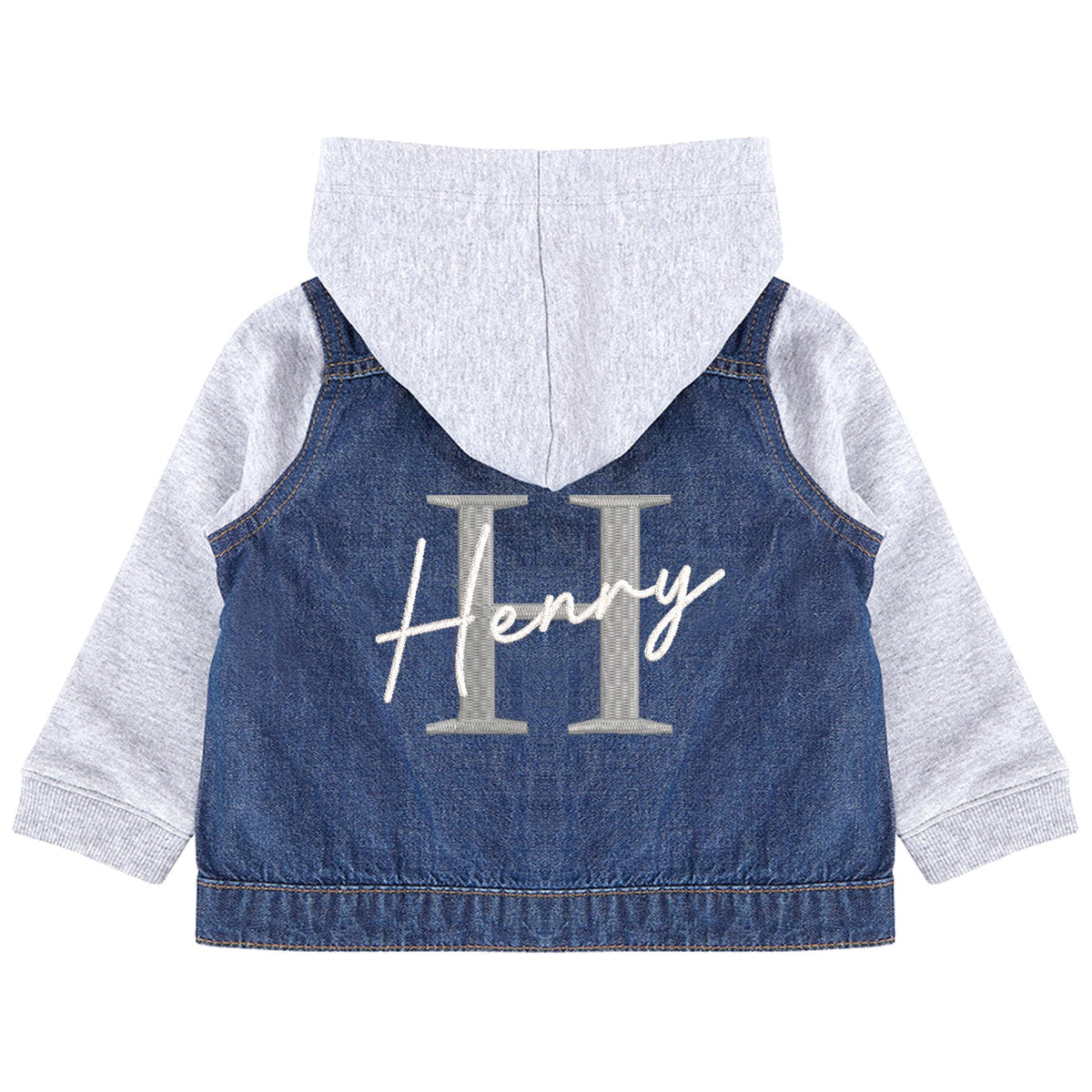 Embroidered Personalised Initial Name Toddler & Kids Denim Jacket Boys Girls